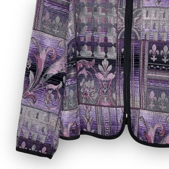 Dressbarn Embroidered Purple Tapestry Zip Up Blazer Jacket Women’s Size 1X - Picture 5 of 14